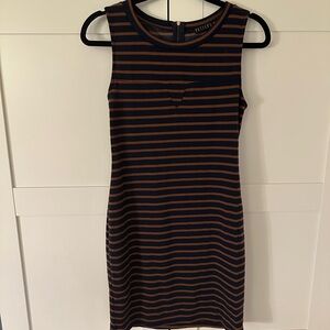 Potter's Pot Navy & Brown Striped Mini Dress